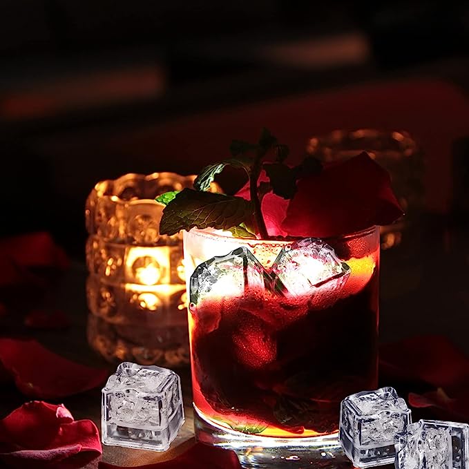 Light Up Ice Cubes, 12 PCS White LED Ice Cubes Liquid Activated
