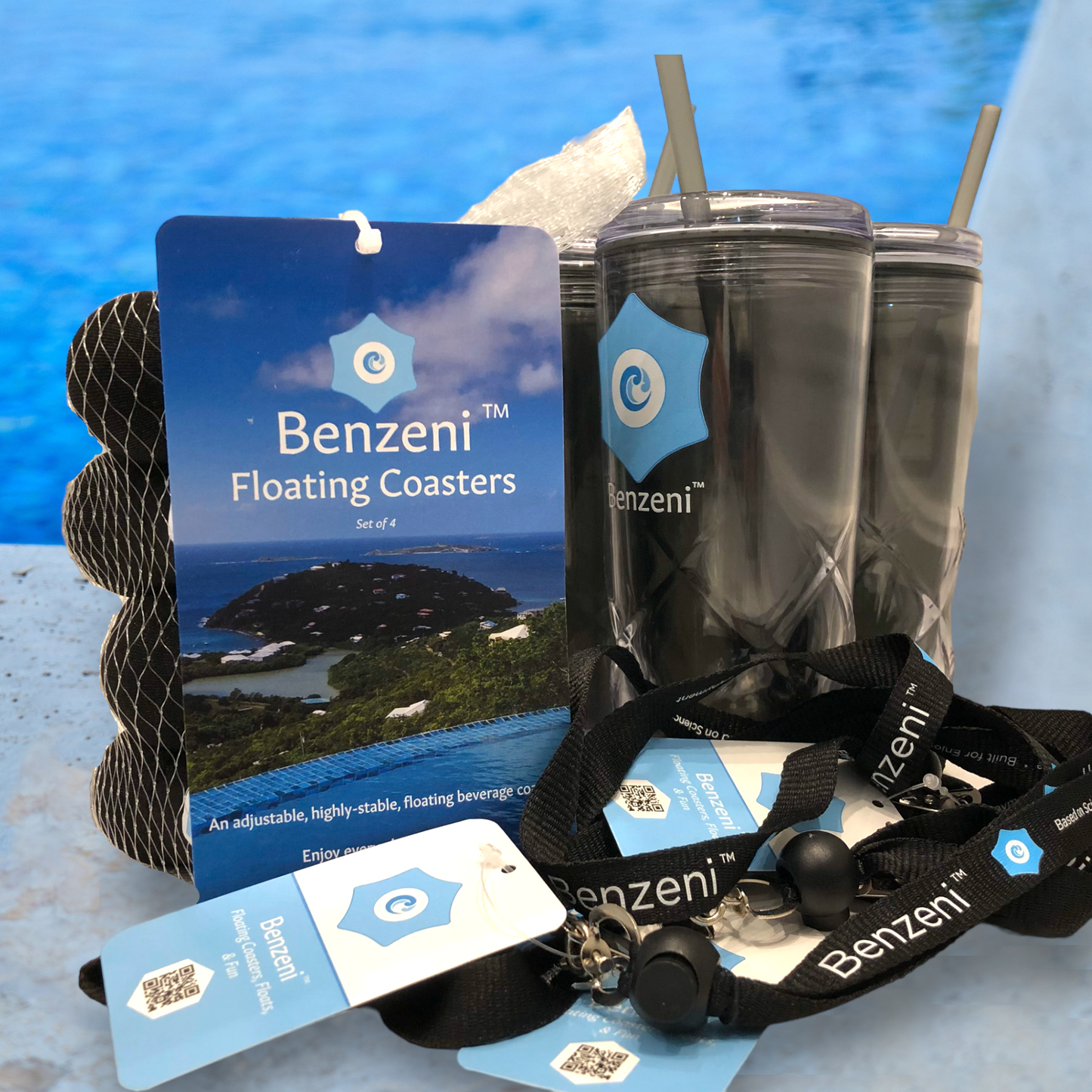 Benzeni™ - Set of 4 with 4 Tumblers & 4 Tethers