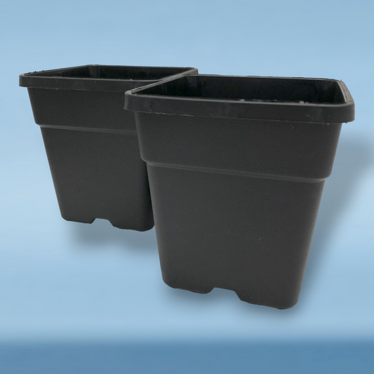 Plastic Plant Pot - Black - Set of 2